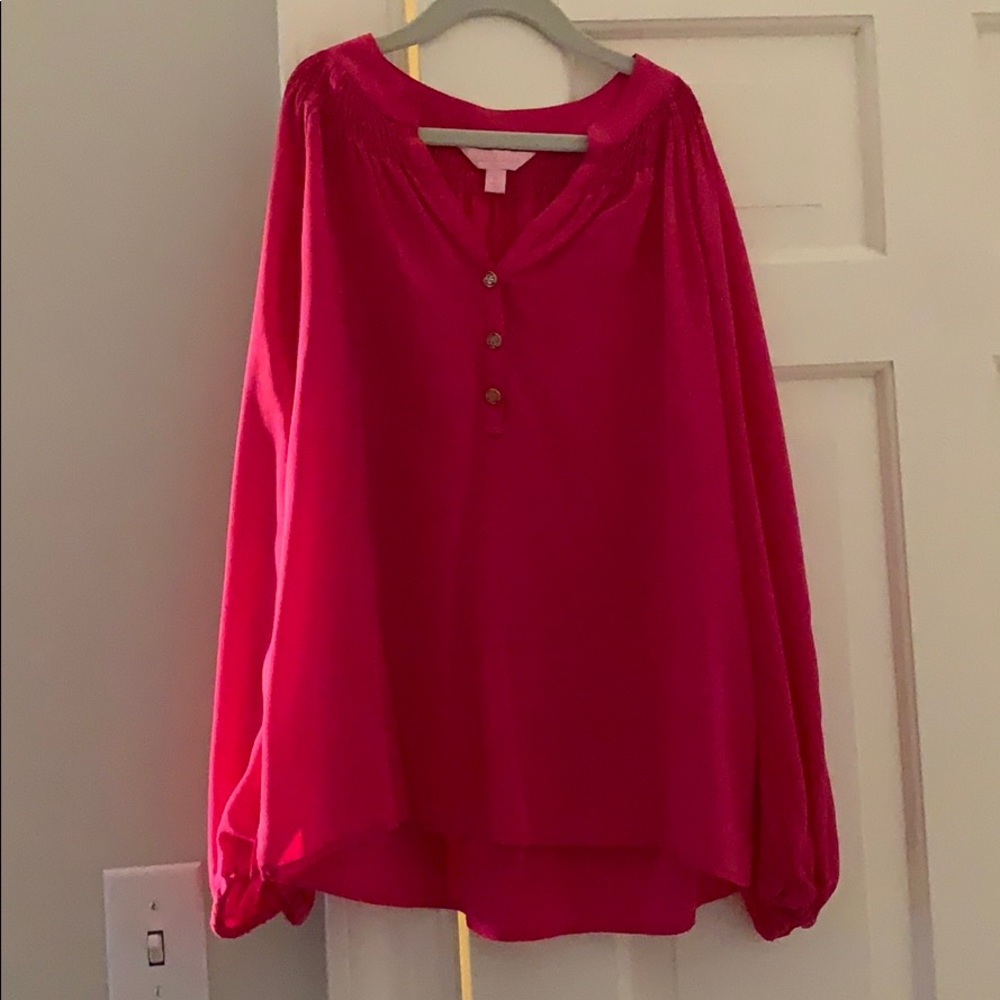 Lilly Pulitzer hot pink button blouse